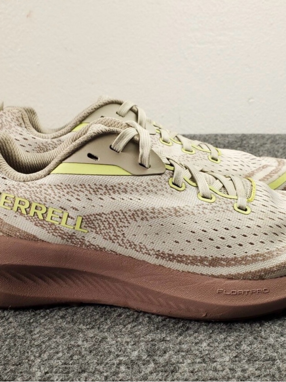Merrell Women's Beige with Light Green Accent Athletic Sneakers
